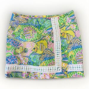 Lilly Pulitzer Skort Womens Size 0 Bright Fish Party School Of Fish Rare Preppy